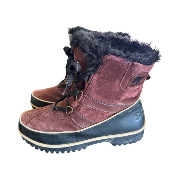 Sorel Tivoli II Waterproof Suede Short Snow Boots Burgundy Size 8.5 main image 4